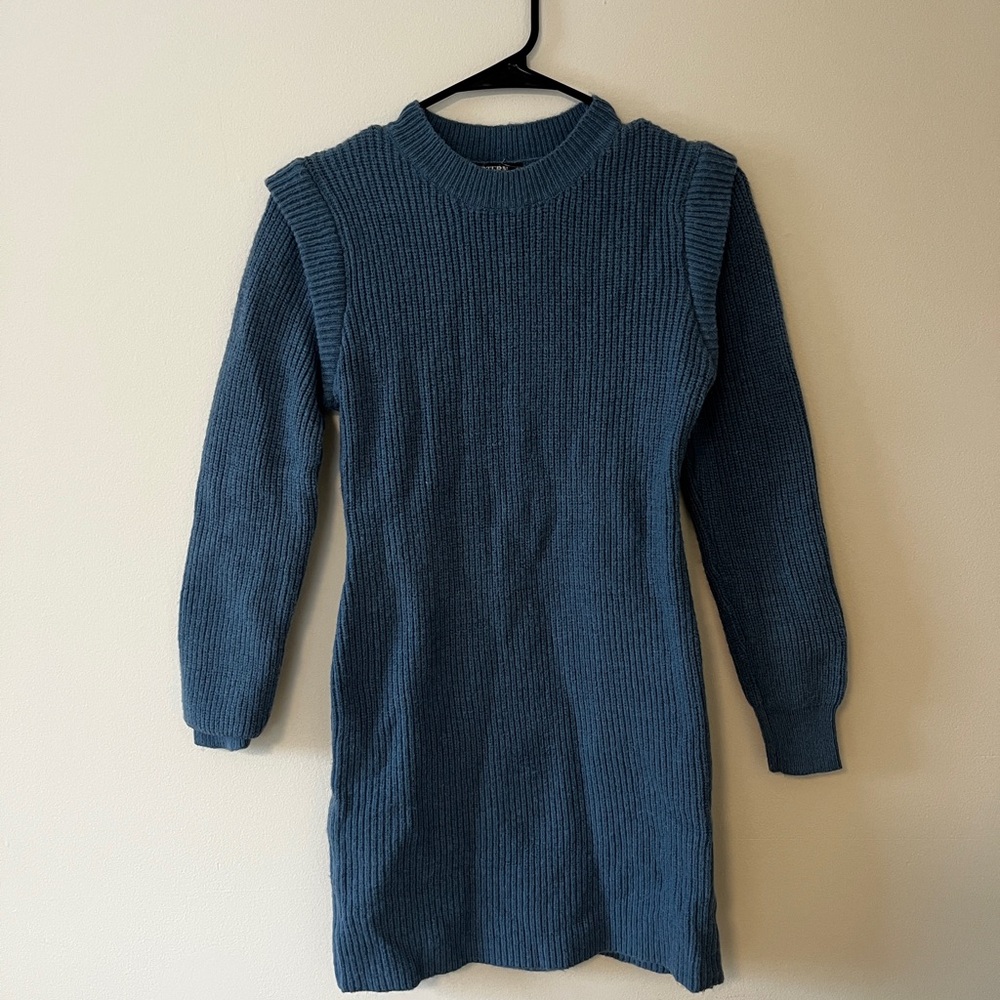 Elegant Long Sleeve Knit Dress in Teal